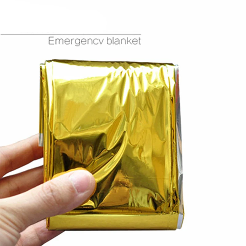 1pc Outdoor Emergency Solar Blanket Survival Safety Insulating Mylar Thermal Heat Gold Silver Camping Survival Tools