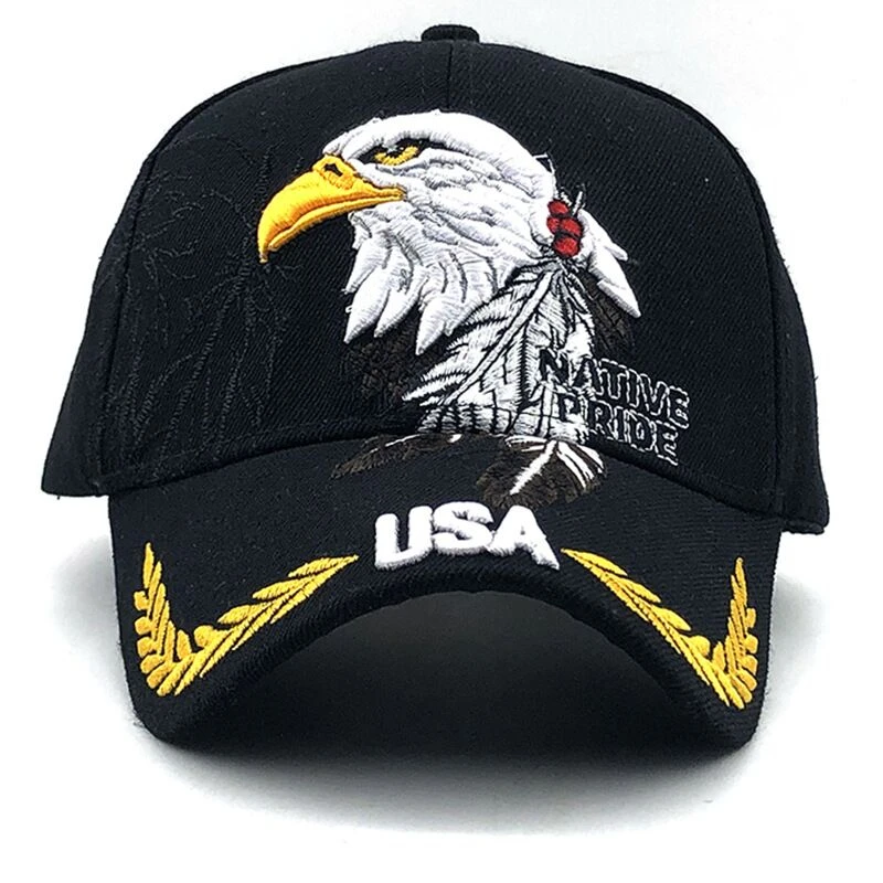 Hot Men\'s Animal Farm Snap Back Trucker Hat Patriotic American Eagle and American Flag Baseball Cap USA 3D Embroidery