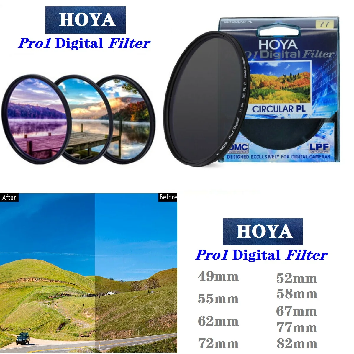 HOYA PRO1 Digital CPL 77mm CIRCULAR Polarizing Polarizer Filter Pro 1 DMC CIR-PL Multicoat for Camera Lens