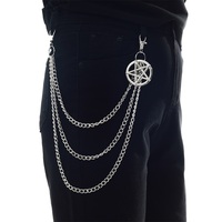 Punk Pants Chain Pentagram Keychains for Men Women Jean Trouser Biker Chains Harajuku Goth Jewelry Gothic Rock Emo Accessories