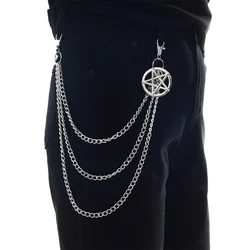 Cadena de pantalones Punk para hombre y mujer, llaveros de pentagrama para pantalones vaqueros, cadenas de motorista, joyería gótica Harajuku, accesorios góticos de Rock Emo
