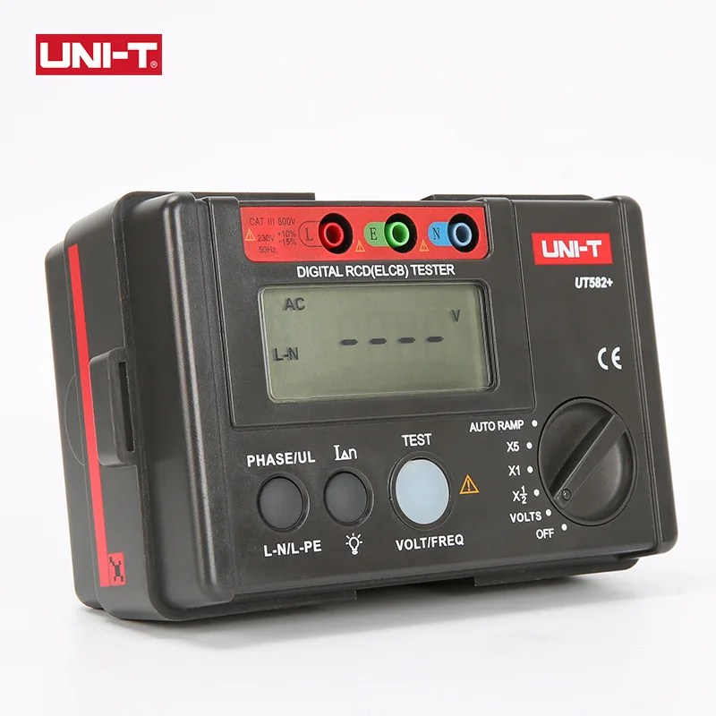 Imagem -02 - Uni-t-digital Leakage Circuit Breaker Meter Auto Ramp Tester Medidor com Mis-operação Buzzer Ut582 Rcd Elcb