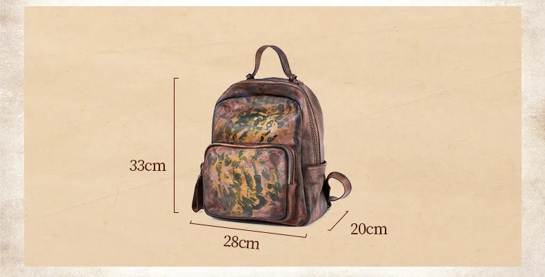 Imagem -04 - Couro do Vintage Mochila Feminina Original Artesanal de Couro Feminino Grande Capacidade Casual Mochilas Viagem 2023 Novo