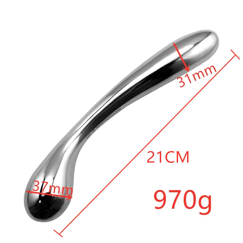 Heavy huge stainless steel double metal fake dildo G Spot wand anal beads butt plug  prostate massager BDSM vaginal sex toy