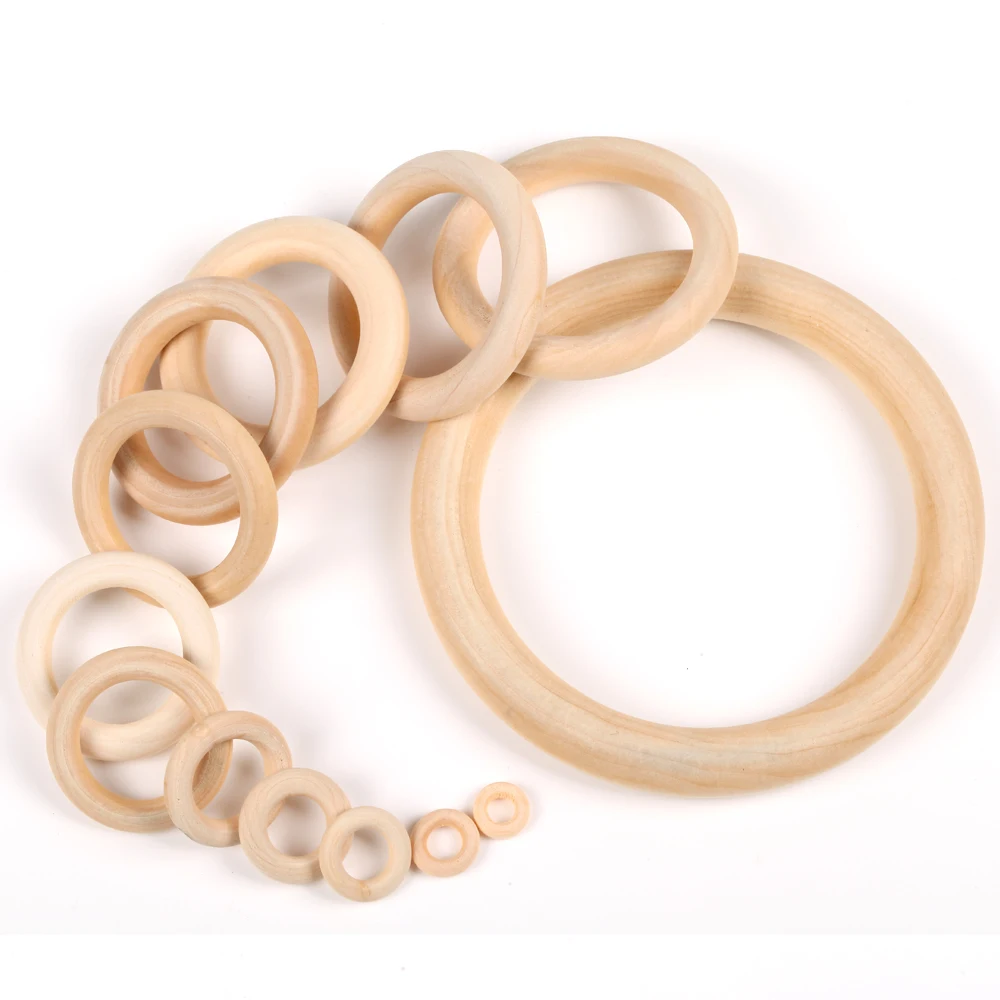 Natural Wooden Teething Round Ring Wood Lead-Free Beads For Jewelry Making DIY Handmade Accessories