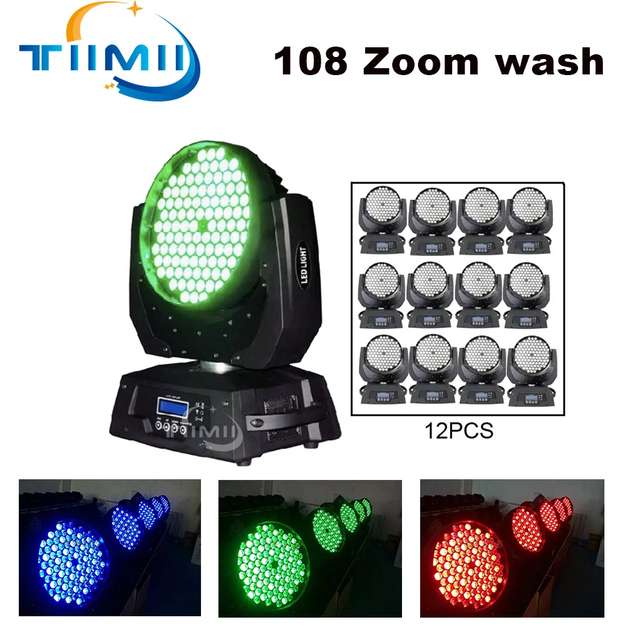 12pcs LED 108*3W Spot Beam Moving Head Light Lyre DMX512 Stage Light Stroboscope For Home Entertainment Professional Stage