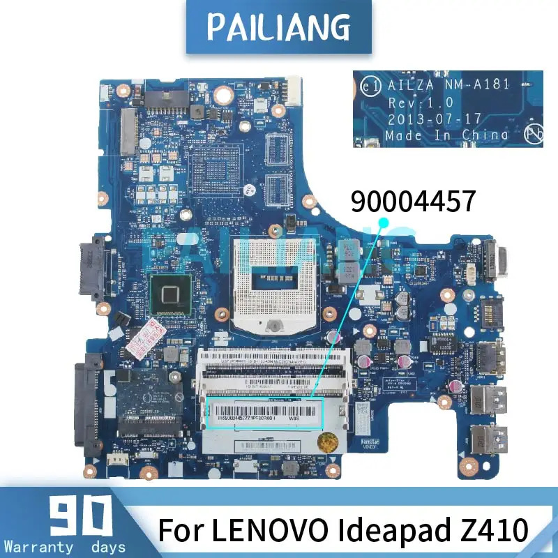 

PAILIANG Laptop motherboard For LENOVO Ideapad Z410 Mainboard 90004457 NM-A181 SR17E DDR3 tesed