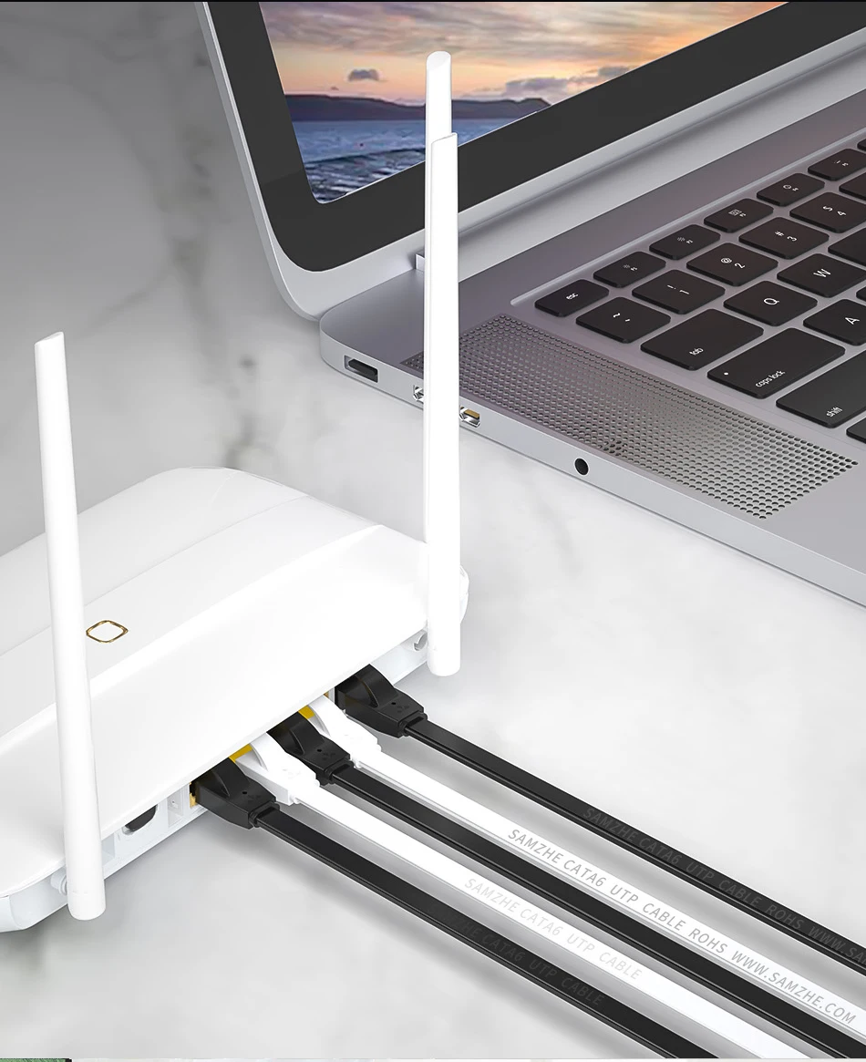 SAMZHE CAT6 Flache Ethernet Kabel 1000Mbps 250MHz KATZE 6 RJ45 Vernetzung Patchkabel LAN für Computer Router Laptop – Detail 5