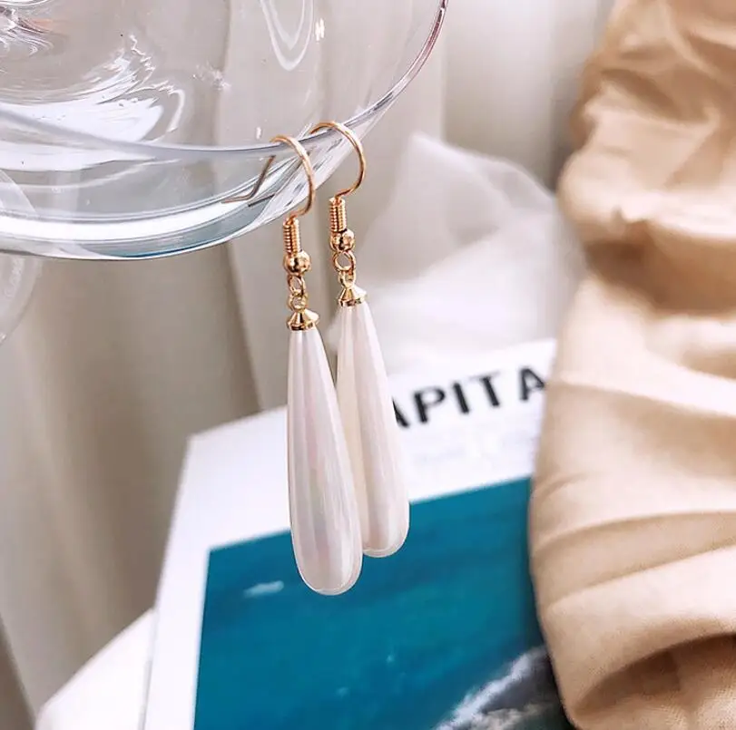 2023 New Trend Simulation Pearl Women's Long Earrings Drop-shaped Pearl Earrings Wedding Pendant Earrings Korean Fashion Jewelry