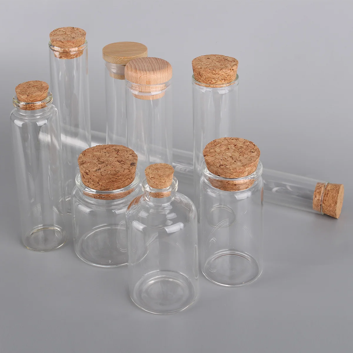 

12pcs 50ml Glass Bottles with Cork Stopper Empty Spice Jars Pill Container Message Bottles for Art DIY Crafts 9 Stytles U-pick