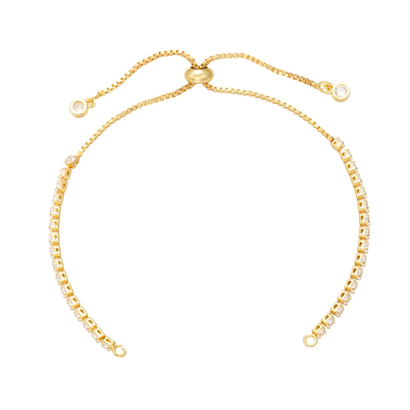 ZHUKOU 2.5x240mm Sparkling Brass Cubic zirconia Crystal Bracelet for Women Charm Bracelet Bangles for Lady Handmade Jewelry VL23