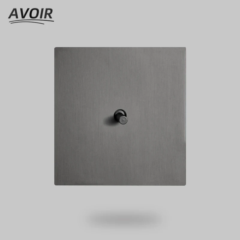 

Avoir Wall Light Switch Retro Toggle Switch Gray Stainless Steel Panel Socket With USB EU French Plugs 1 2 3 4 Gang 2 Way Dimmer