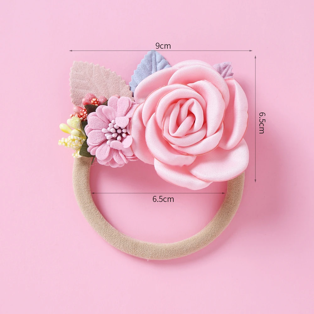 Baby Headband Artificial Flower Newborn Photo Props Pearl Girls Hair Accessories For Infant Thin Nylon Hairband Soft Head Bands