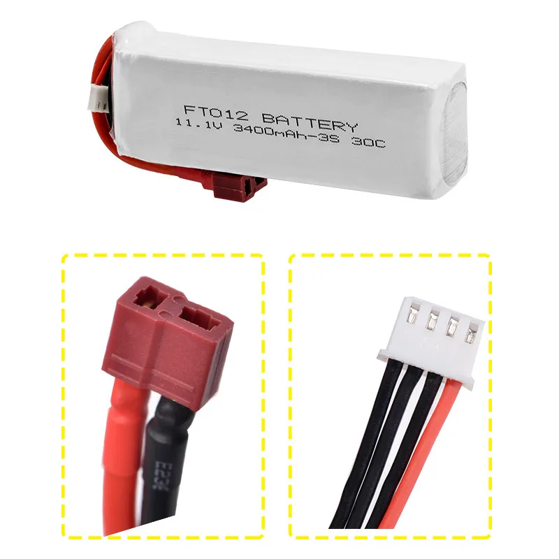 3S 11.1V 2700/3400mAh Lipo Battery 30C T Plug Connector for Feilun FT012 Huanqi 734 Upgrade RC Remote Control Boat Model Parts