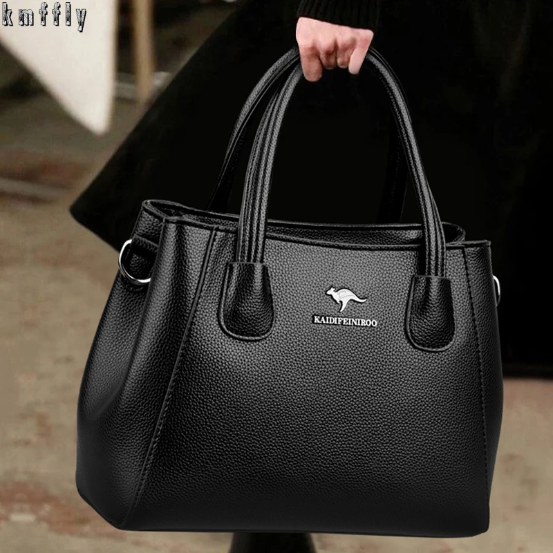 2 Layers Leather Luxury Handbags Women Bags Designer Handbags High Quality Small Casual Tote Bags For Women Shoulder Bag Winter