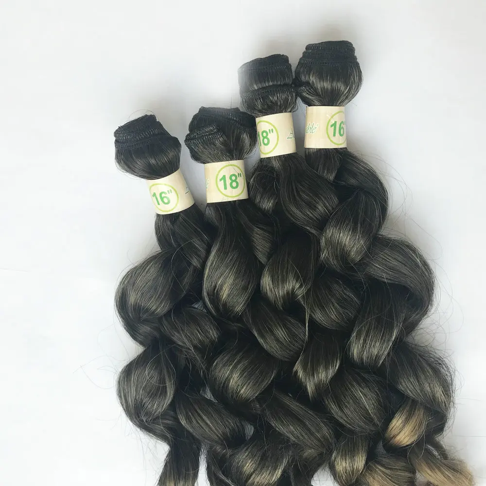 Adorable 4 Bundles Loose Deep Synthetic Diva Curly Hair Extensions,Full Head Packet Hair Weaving 16-18 Inches Diva Curl 4PCS