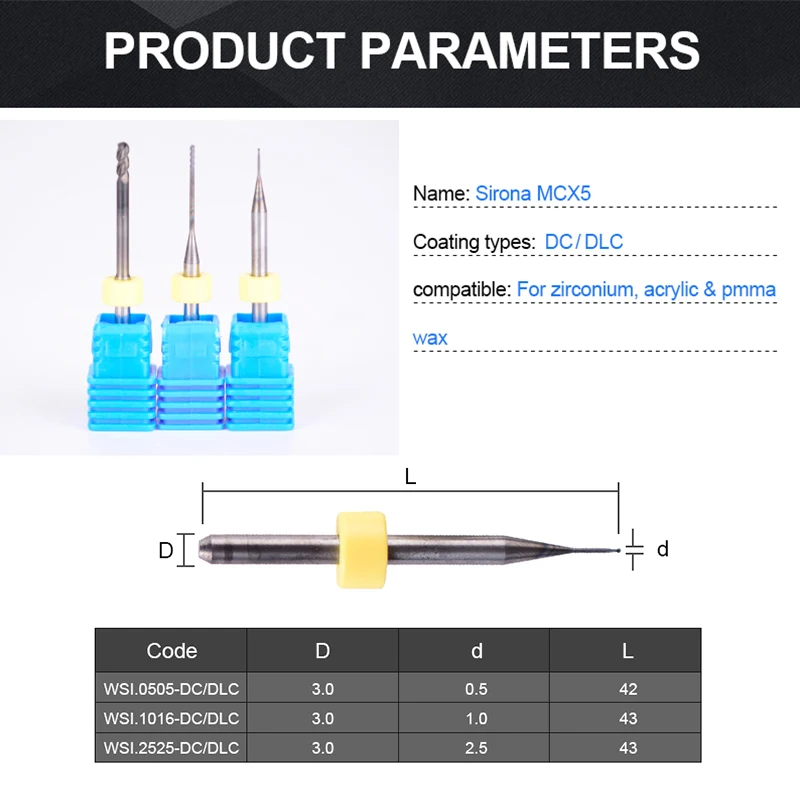 UCHEER Sirona MCX5 Milling Bur with DLC/DC Coating CAD CAM about 150 unit Zirconia PMMA WAX Teeth dental