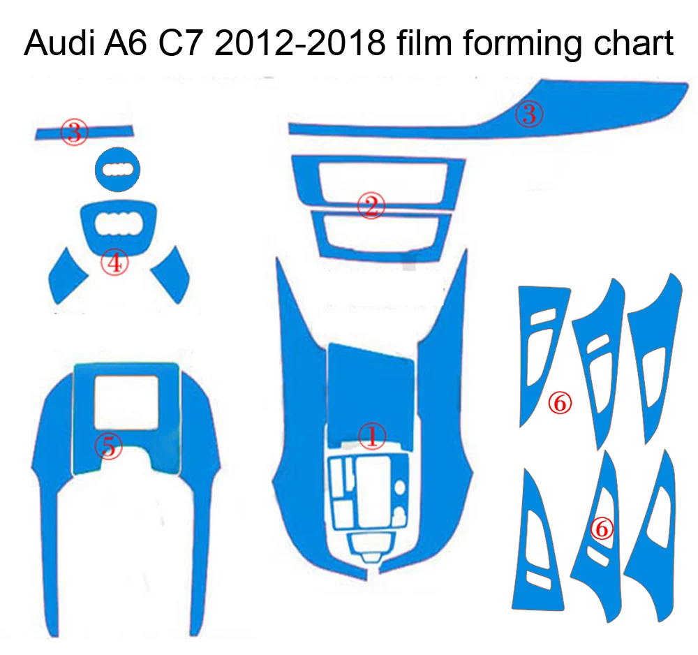 

For Audi A6 C7 2012-2018 Interior Central Control Panel Door Handle 3D/5D Carbon Fiber Stickers Decals Car Styling Accessorie