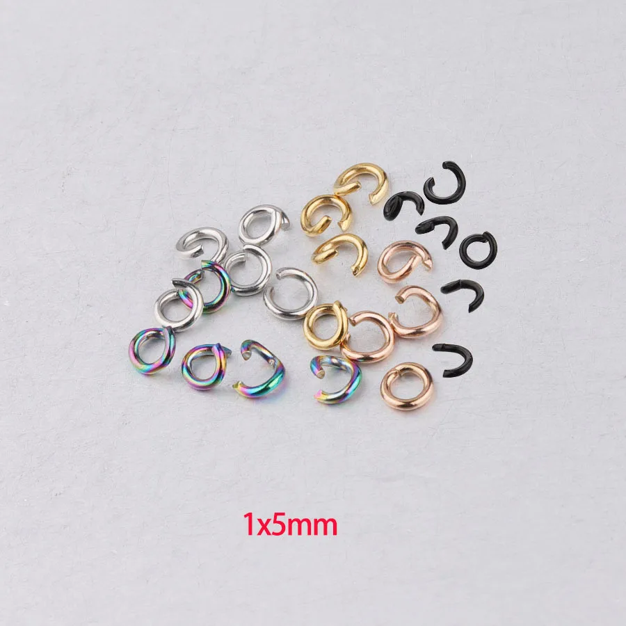 

100pcs/lot 1*5mm 5 color stainless steel jump rings DIY accessories for bracelet/necklace/keychain jewelry making