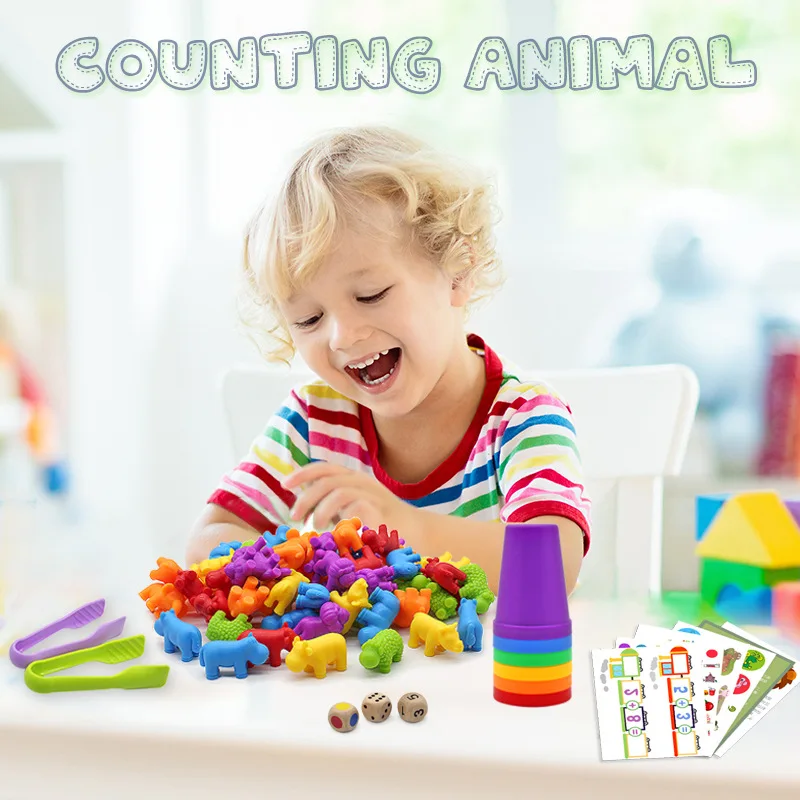 Counting Mathematics Rainbow Muffin Cup Six Color Weights Little Bear Children Toys Montessori Teaching Aids