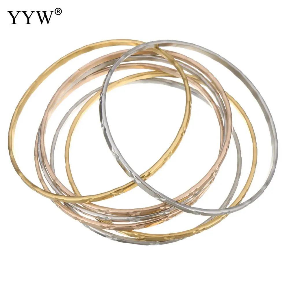 7pcs Stainless Steel Bangle Flower Cut Roman Style Stainless Steel Bangle Lover Charm Bracelet For Women 3.70mm Inner