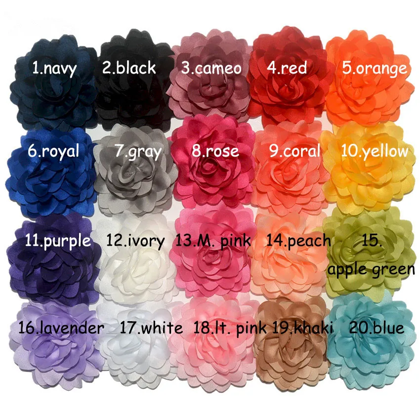 Hot Sale 40pcs/lot 8CM Chiffon Flower Fabric Rose Hair Flowers For Headband Fabric Flowers For Craft Hair Accessories LSFB037