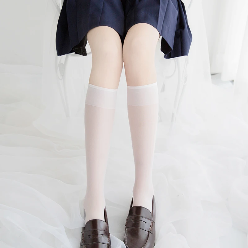 Japanese Ultra-Thin Mid-calf Silk Stockings Socks Versatile Large Rims Knee Socks Cute SOFT Girl Stockings Summer WOMEN Socks