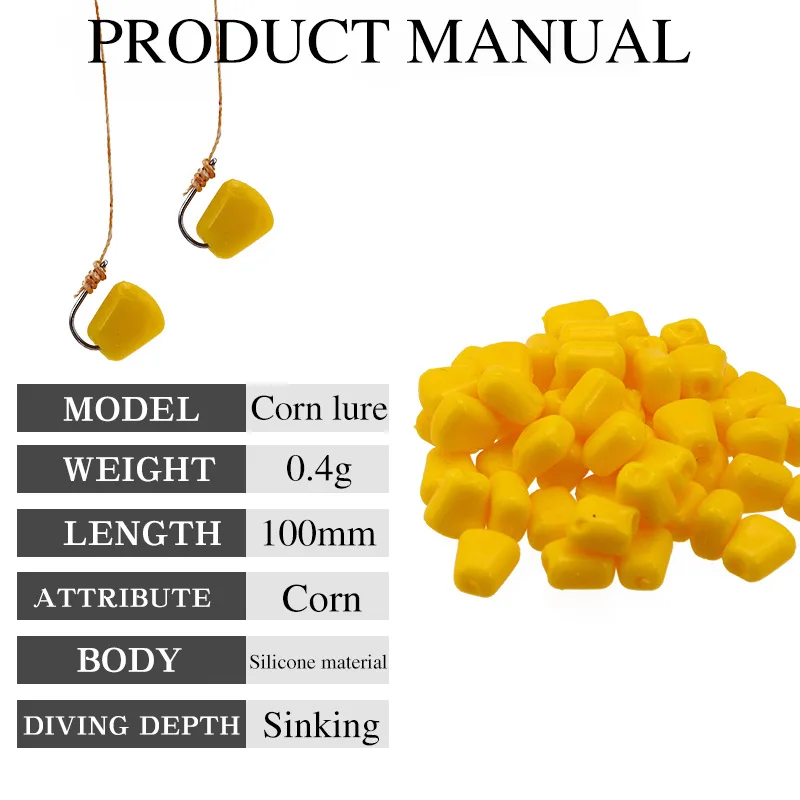 50 Pcs Corn Smell Carp Fishing Lure Silicone Soft Plastic Bait Tackle Sinking Lures China Accessories Fish Artificial Set Pond