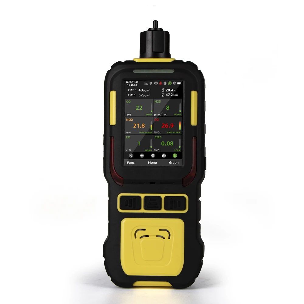 Portable Industry Gas detector built-in pump CO2 VOC  O2 PM2.5 PM10 PM1 temp humid