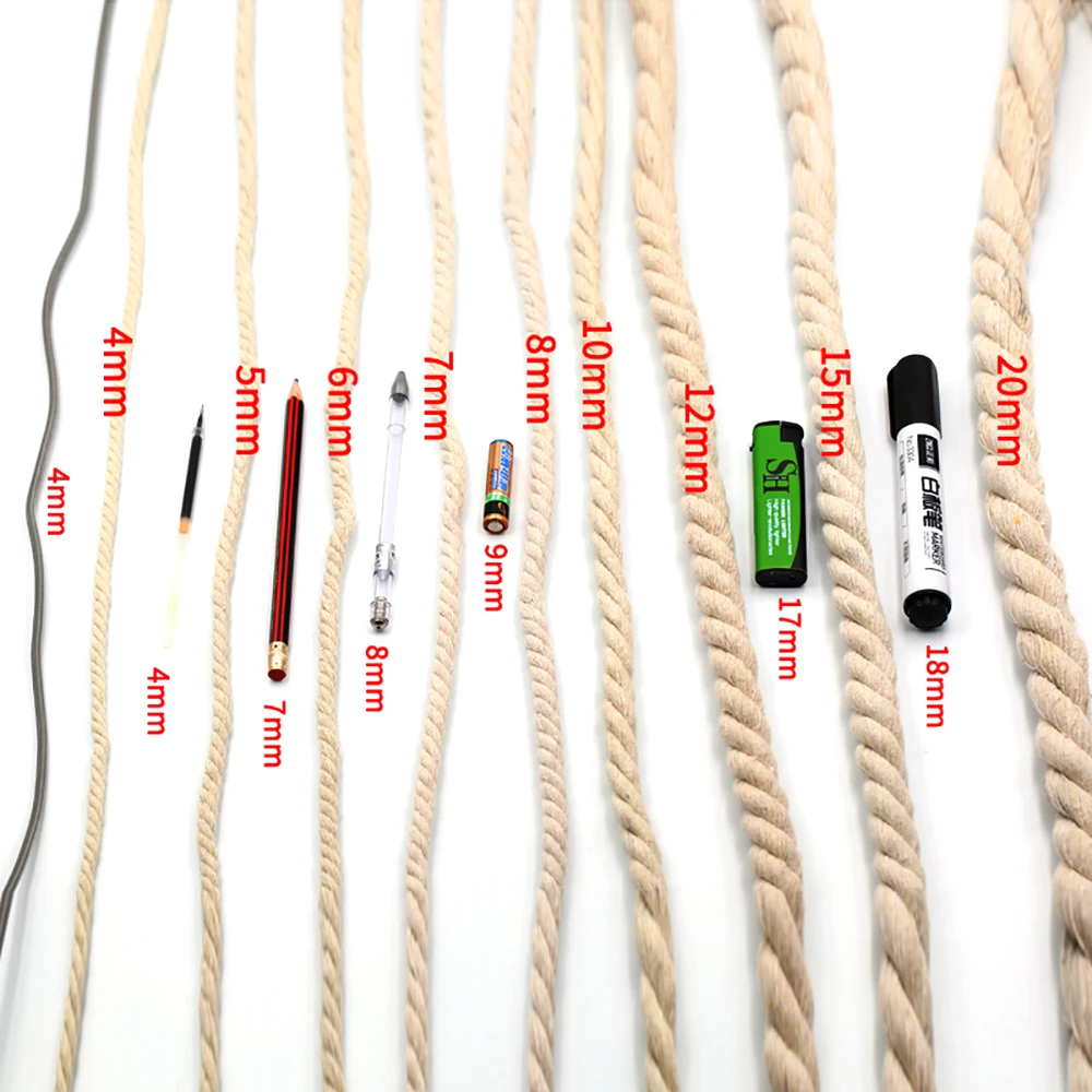Hemp Ropes Bundle Thick Thin Rope Tote Bag Cotton Hand Made Decorative Cotton Thread White Rope