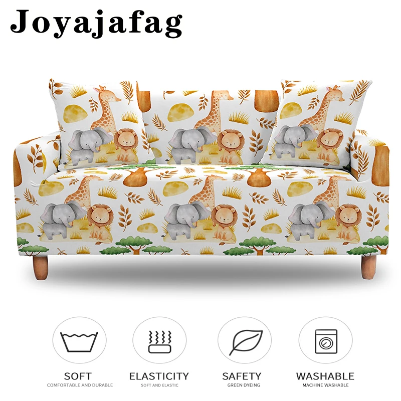 

Elastic Sofa Cover For Living Room Cartoon Animal Themed Washable Sectional Corner Couch Covers 1/2/3/4-seat Slipcover