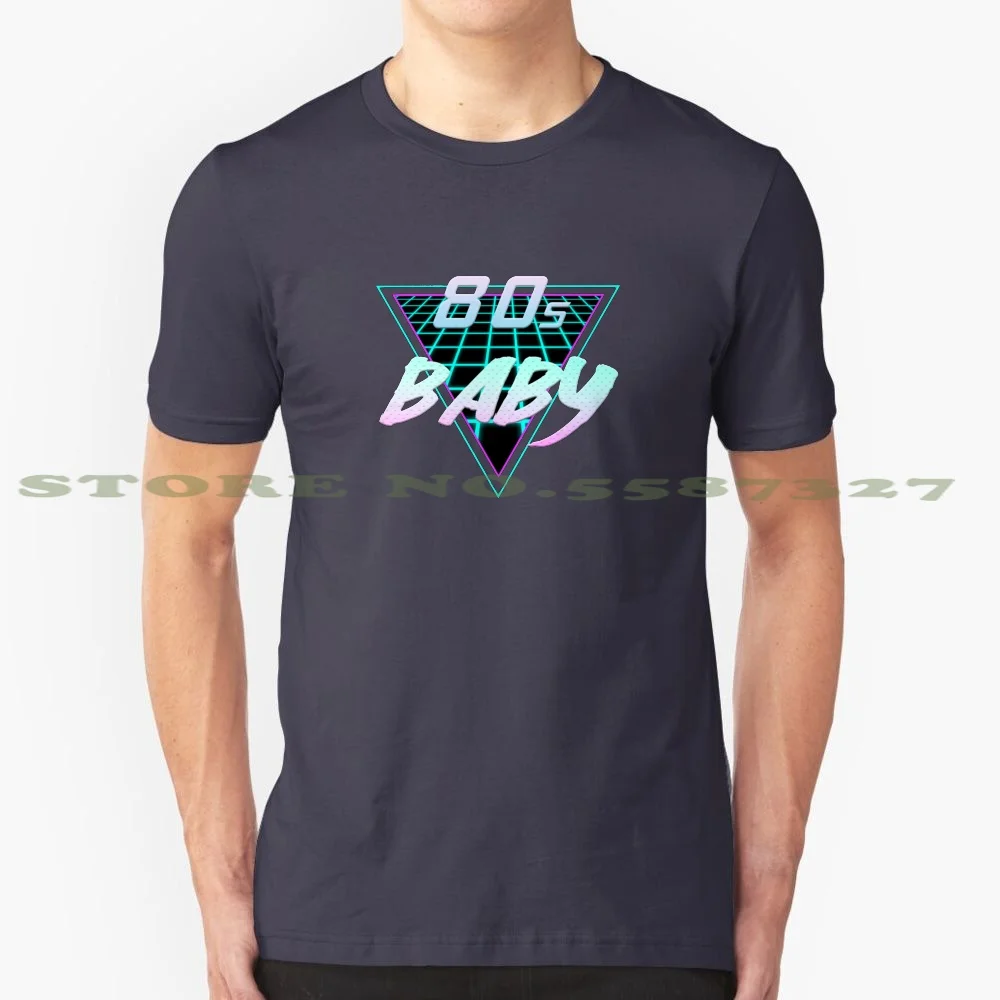 80'S Baby Synthwave 100% Cotton T-Shirt 80S Baby Synthwave Pink Blue Grid Retro Nostalgic Synth Music