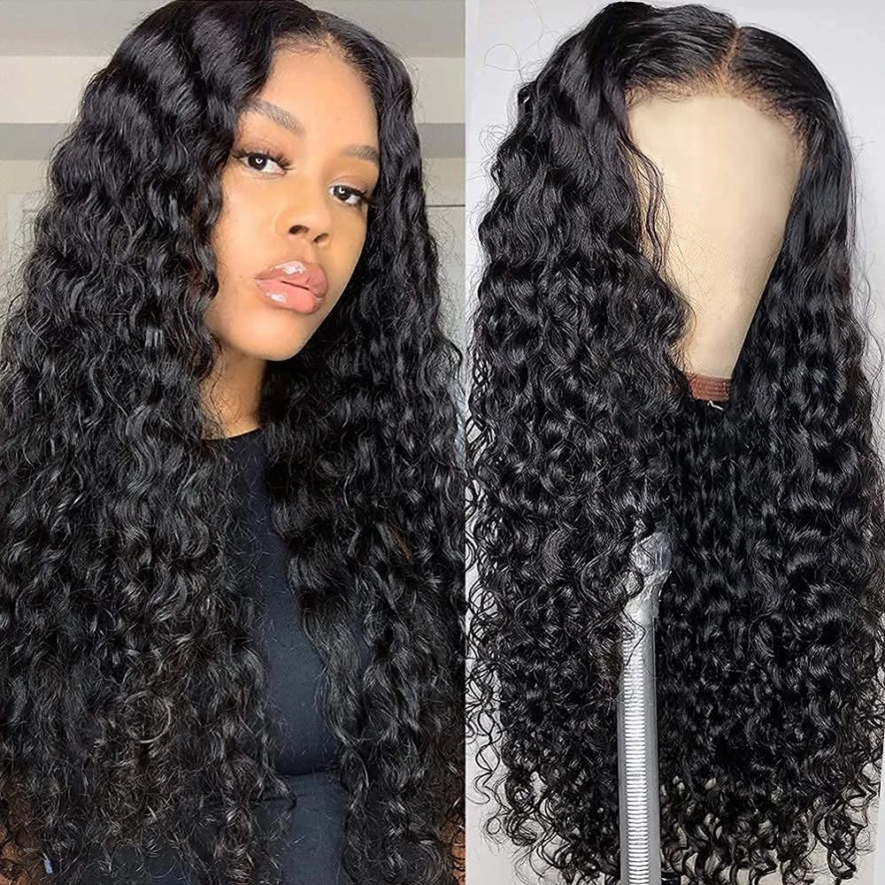 

13x4x1 Deep Wave Frontal Wig 180% Curly Human Hair Wig 30 Inch Transparent Tpart Brazilian Wet And Wavy Lace Front Deep Wave Wig