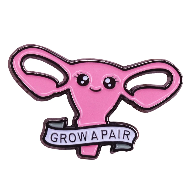 Grow a pair ovaries women brooches feminist pin uterus balls badge courage brooch femninism jewelry gift lady jackets accessory