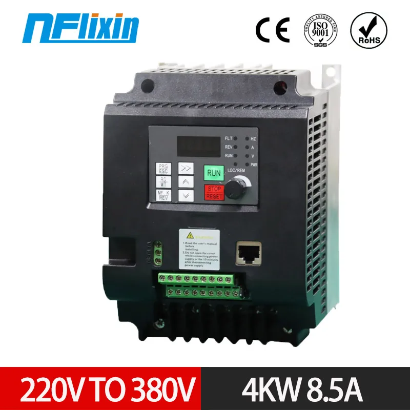 

VFD Single phase 220V to 3 phase 380v 5.5kw Variable Frequenc Inverter for Driver spindle speed control Free Ship!