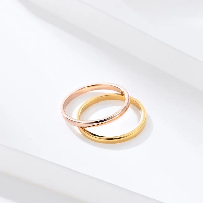 2mm Thin Stackable Ring Stainless Steel Couple Rings for Women Men Size 4-12