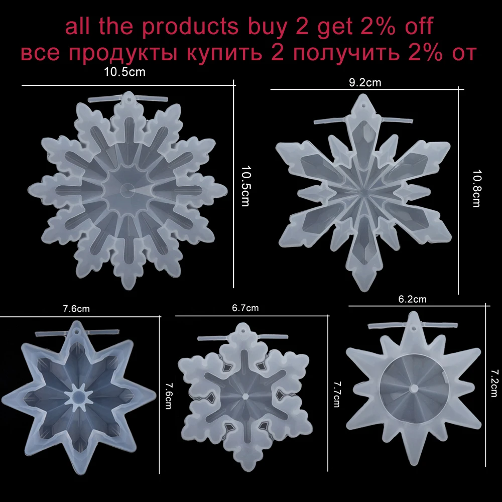 Crystal Epoxy Resin Mold Ornaments Snowflake Shape Resin Mold Christmas Tree Pendant Silicone Molds For Jewelry Making Mold