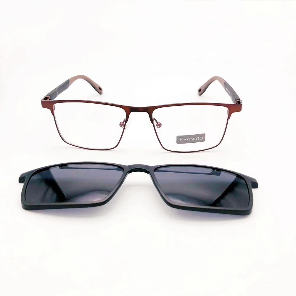 Magnet Men Eyeglasses Full Rim Metal Optical Frame Prescription Square Spectacle Myopia Stylish Vintage Eye Glasses Sunglasses
