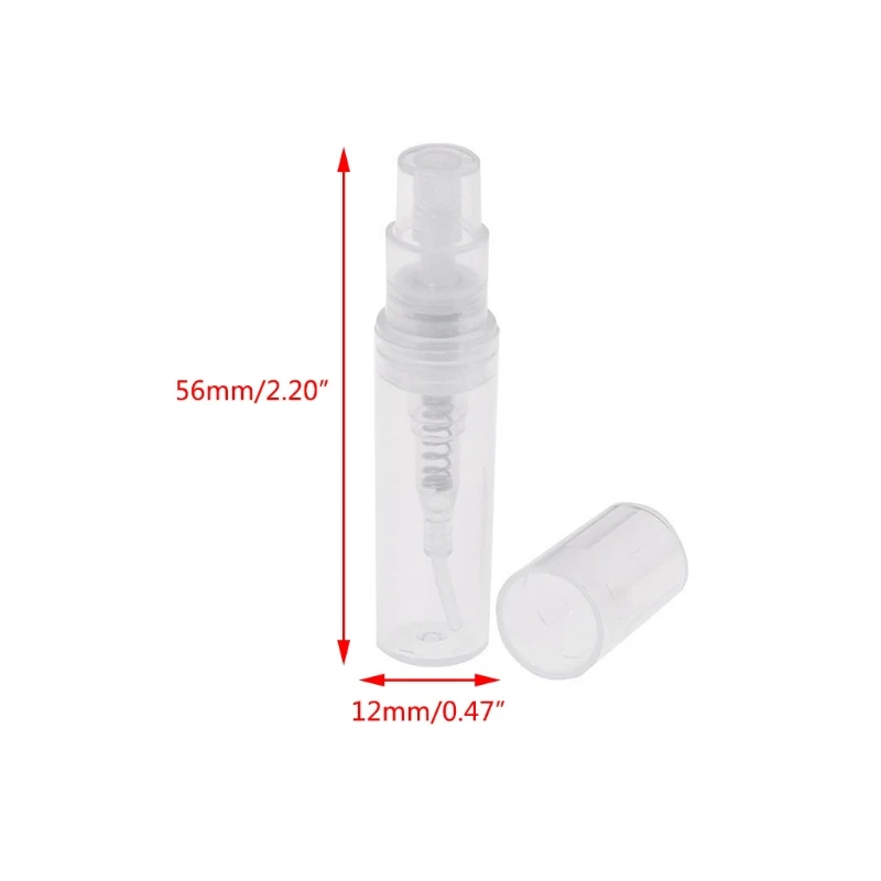 100 pz Mini trasparente 2ml di plastica riutilizzabile bottiglia Spray profumo portatile collutorio campione fiala atomizzatore cosmetico contenitore liquido