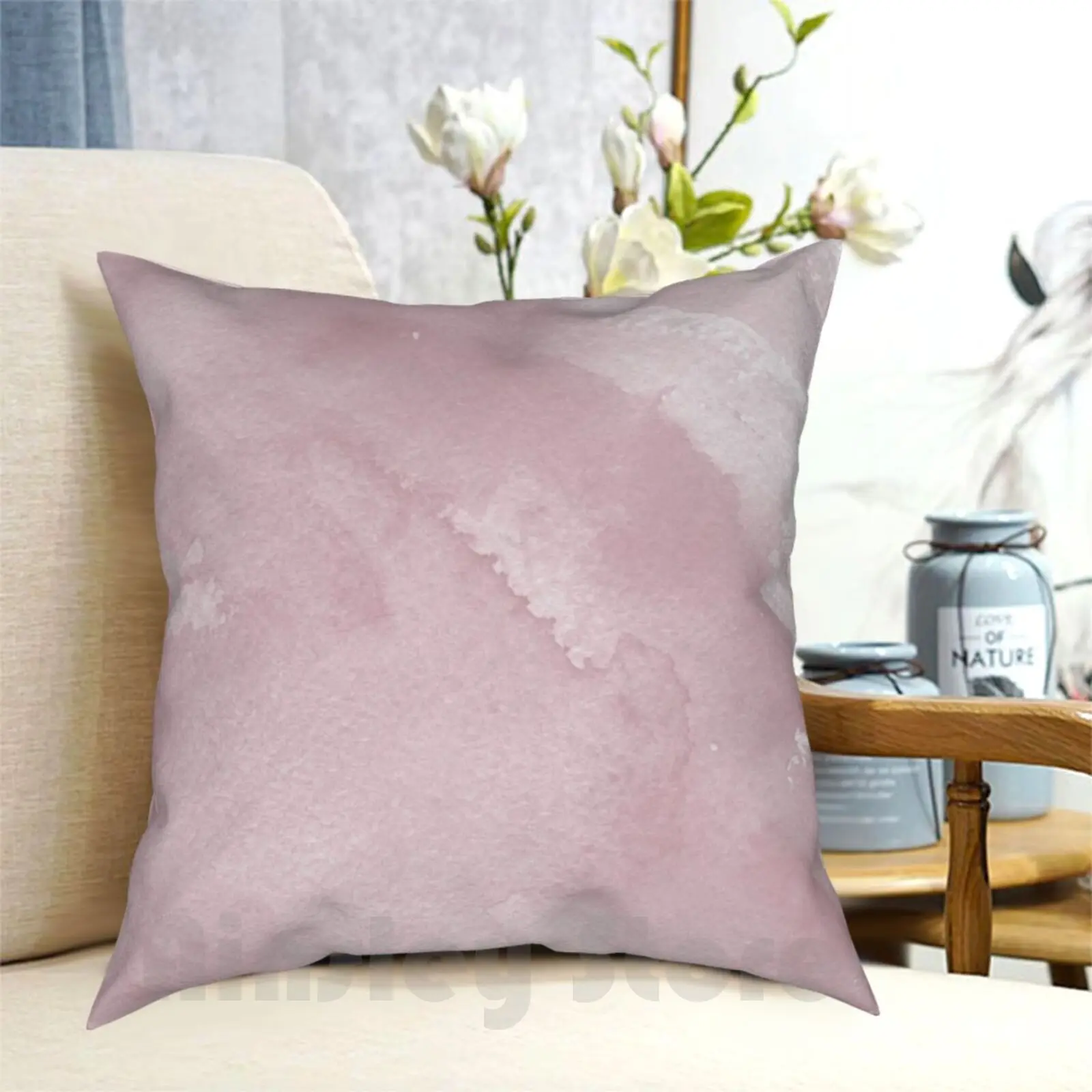 Watercolor Blush Pillow Case Printed Home Soft Throw Pillow Pink Rose Pink Lilac Purple Watercolor Ink Wall Soft Pastel