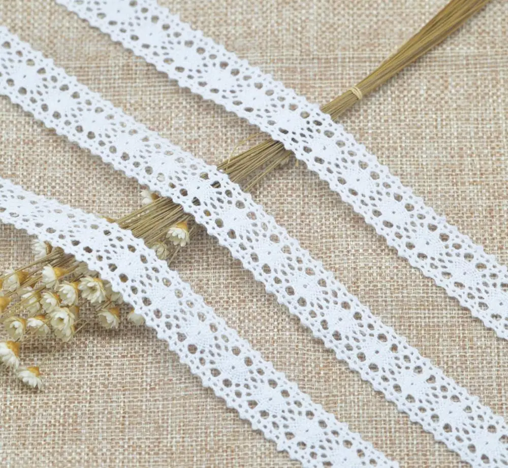 Garniture de dentelle en coton blanc de haute qualité, 5Yards(4.6m), matériel artisanal, tissu à coudre, accessoires de décoration, cadeau Pac