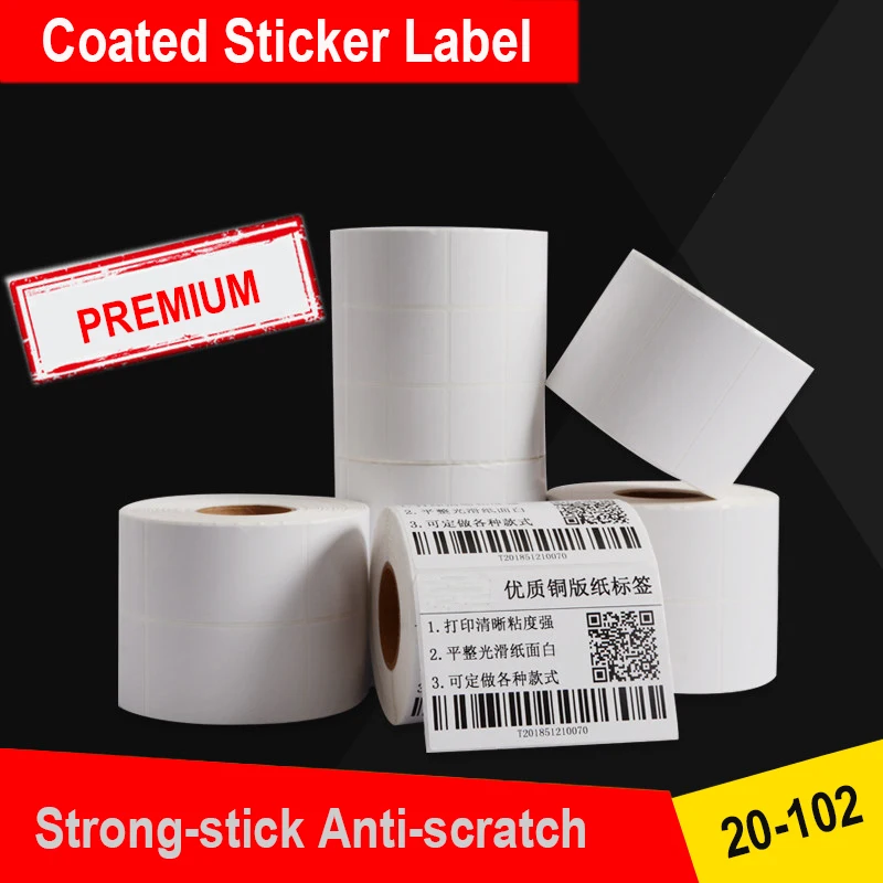 1 Roll Coated Paper Self-Adhesive 30-100MM Width Label Barcode Label Printing Sticker Clothing Tag Blank Paper With Carbon Belt