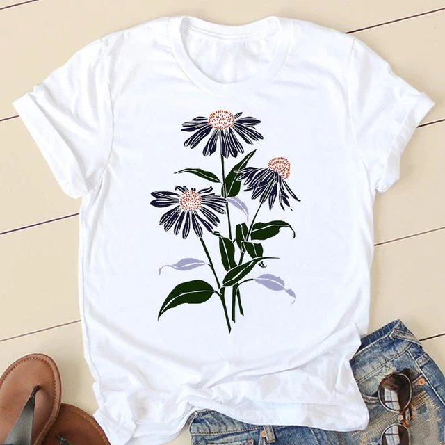 Camisetas con estampado de flores de acuarela para mujer ropa de dibujos animados dulces camiseta de manga corta para mujer camiseta grafica para mujer de los 90 AliExpress