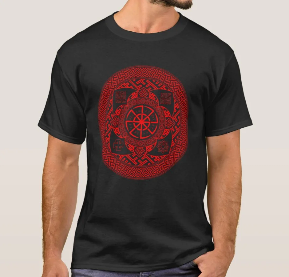 Svetoch Double Kolovrat Slavic God Mythology Symbol Printed T-Shirt. Summer Cotton Short Sleeve O-Neck Mens T Shirt New S-3XL