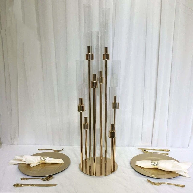 

8 heads 30inches tall Gold acrylic Metal Iron Candle Holder for Wedding Party decor Candelabra Table Centerpieces Stand 1130