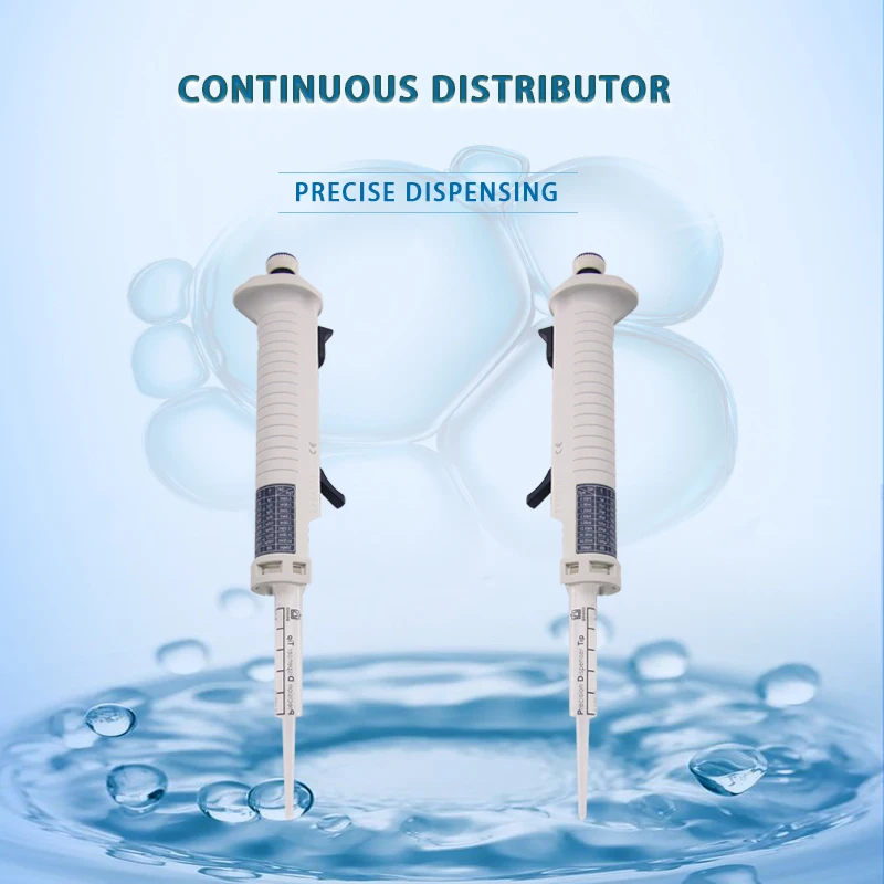 IKEME Lab Pipettor StepMate Continuous Dispensing Pipette Continuous Dispenser Adjustable Manual Dispenser With Tip 5ml Pipette