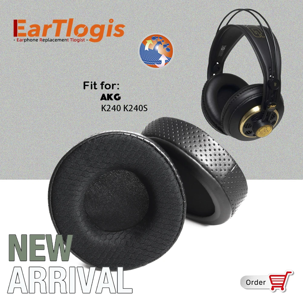 EarTlogis New Arrival Replacement Ear Pads for AKG K240 K240S Headset Earmuff Cover 105mm Cushions Earpads