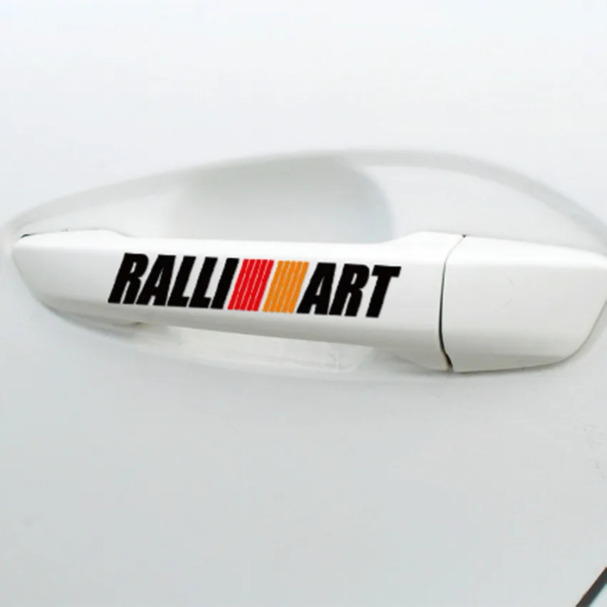 4pcs RALLI ART Car Door Handle Sticker Decal Auto Sports Ralliart For mitsubishi lancer asx outlander pajero galant accessories