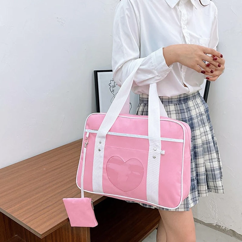 Japanese Preppy Style Uniform Shoulder Bag Lightweight Casual Girl Lolita Luggage Handbag Large Capacity Tote Fashion School Bag