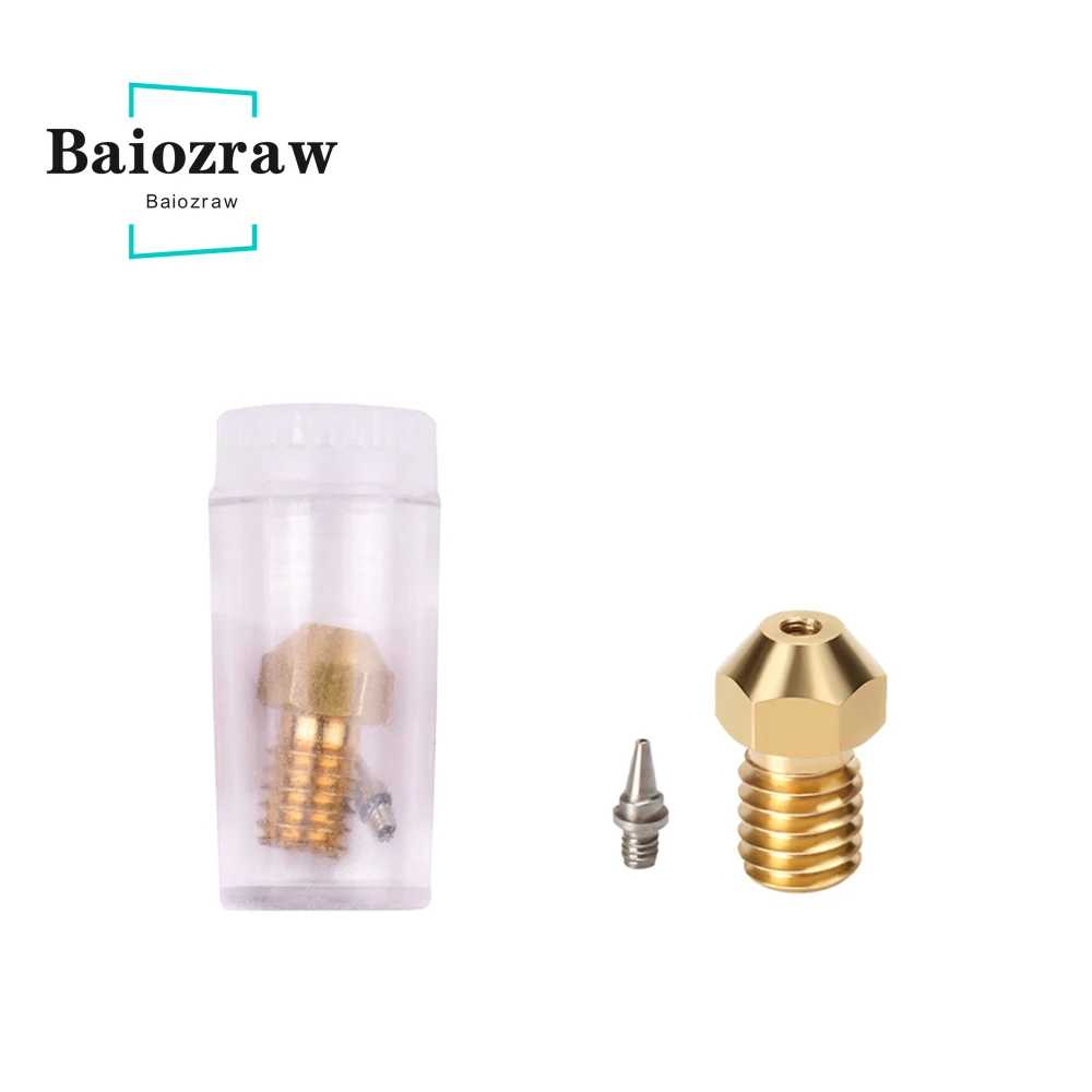 3D Printer Parts E3D Brass Nozzle M6 Thread with Stainless Steel Tip Detachable 0.2mm 0.3mm 0.4mm 0.5mm  for 1.75mm Filament